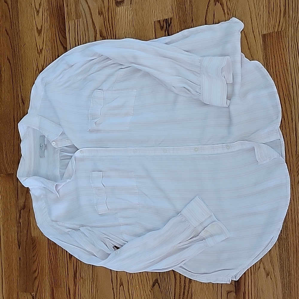 Pink and white long sleeve button down